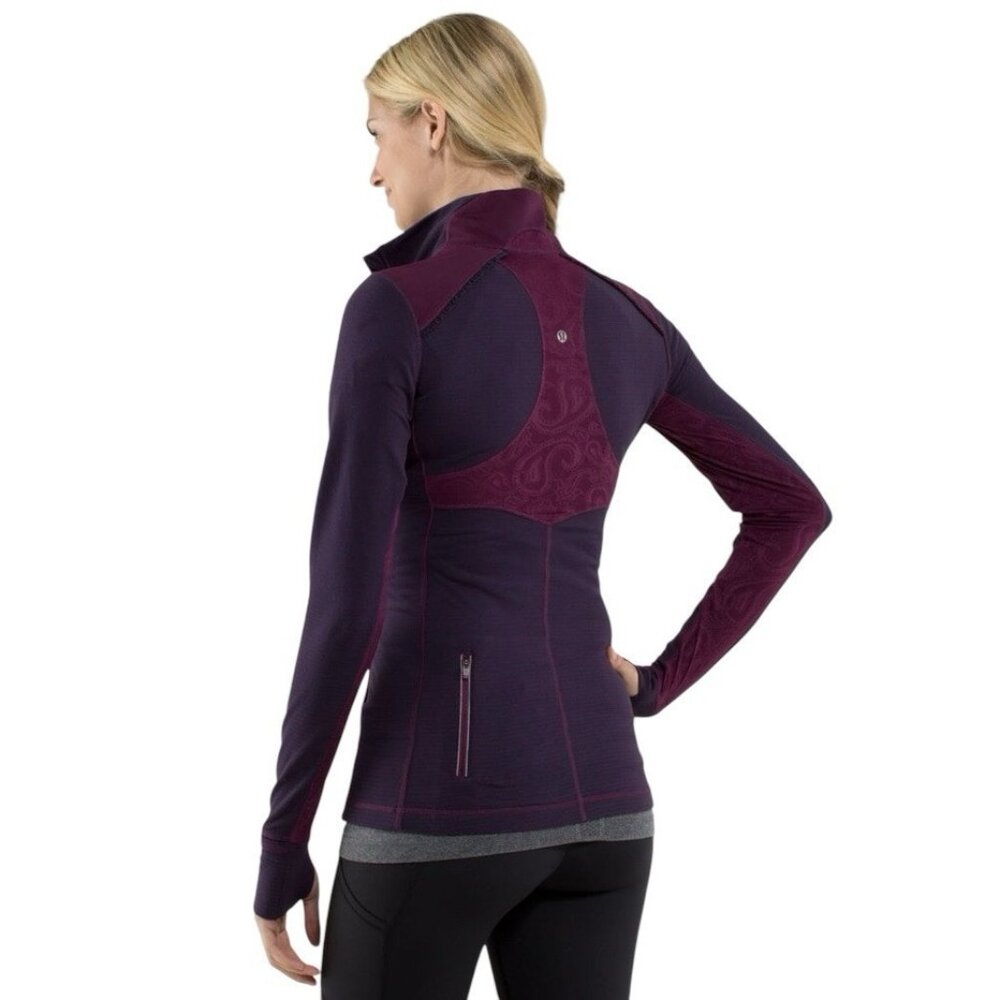 Lululemon Star Runner Pullover Top Rulu Lace 1/2 Zip Gym Sz 2 Plum
